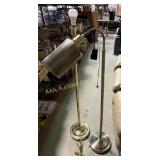 2 brass floor lamps: swing arm and reading