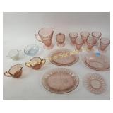 Pink depression glass. Hobnail design sugar dish