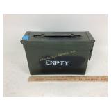 Empty metal ammo box.