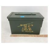 Empty metal ammo box.