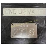 Railroad metal sign plates, B and O 2715, end up
