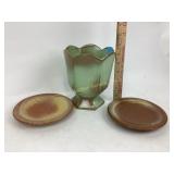 Frankoma planter and saucers.