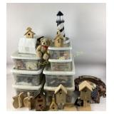 Wooden crafting items. Lighthouse bird house,