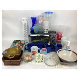 Toaster oven. Coffee mugs, votives holder,