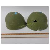 Military helmets 1964,1965.  Helmet has chipping.