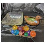 Lucite multi colored grapes disassembled. Ceramic