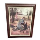 Framed Civil War painting De Mott 1993