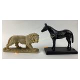 Lion Carved resin sculpture, Iron Horse statue