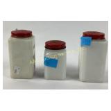 Tipp City Flour and Sugar Shakers with lids, Milk
