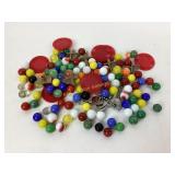 Game marble pieces, poker chips, keys.