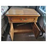 Wooden End Table with Glass top, 22Hx28Wx27D