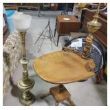 Iron standing lamp, side table with lamp,