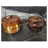 West bend crock with lid painted design is