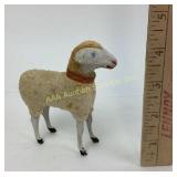 Antique German flocked lamb sheep composition