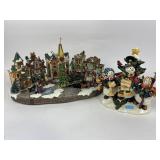 Christmas village scene lighted - powers on,
