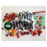 Fishing Line bobbers. With the worms with hooks