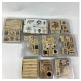 Rubber stamps including flowers, snowflakes,