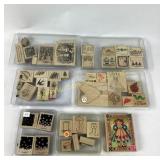Rubber stamps including birds, leaves, fruit, and
