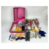 [4] Mattel Barbies, 1 with hair cut, in case with