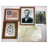 Abe Lincoln framed art, Petersburg VA1864 map