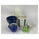 Uranium glass salt shakers. Missing top.