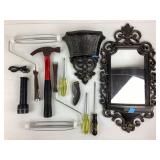 Dart mirror shelf,  cracked, with matching wall