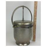 Metal ice bucket 2 way opening. With tongs and