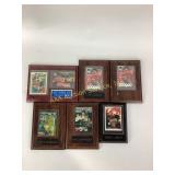 Mounted NASCAR trading cards.