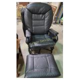 Leather like swivel rocking chair with ottoman