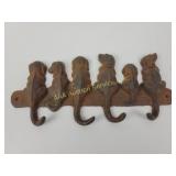 Hanging Cast iron dogs coat hook rack
