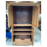 Wood Wardrobe with Two Shelves and Drawer at