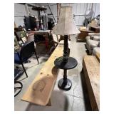 Side table with lamp and wood bench - 17?H x 60?