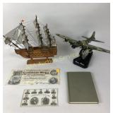 HMS Victory ship model.  War Reminisces book.