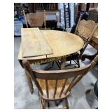 Wood dining table with leaf and 3 chairs