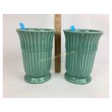 [2] Turquoise USA vases, chips