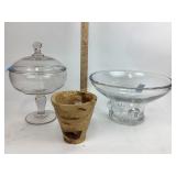 Burled Cherry pot, punch bowl, apostle jar with