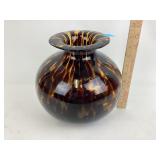 Tortoise shell style glass vase