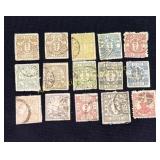 Collection of 15 Japanese postage stamps
