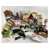 Wood bird houses, chairs, decorative items and