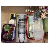 Storage totes.  2 folding carts.  Holiday decor.