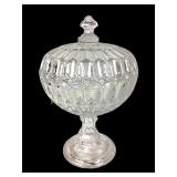 EAPG flint glass Argus Thumbprint covered compote