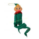 Christmas elf ornament plastic & felt mid
