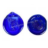 (2) Blenko blue glass sun catchers ornaments