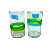 (2) MCM art glass tumblers