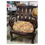 Mahogany Scroll Arm Chair with Cushion