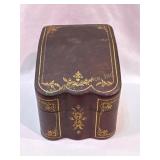 Antique Italian Leather Box with Gold Detailing