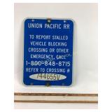 Union Pacific Railroad Emergency Crossing Sign