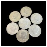 7 Silver JFK Half Dollar Coins 65, 66, 67,