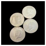 4 Silver 1964 JFK Half Dollar Coins