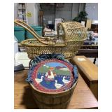 Wicker Baby Carriage and Country-Themed Ba